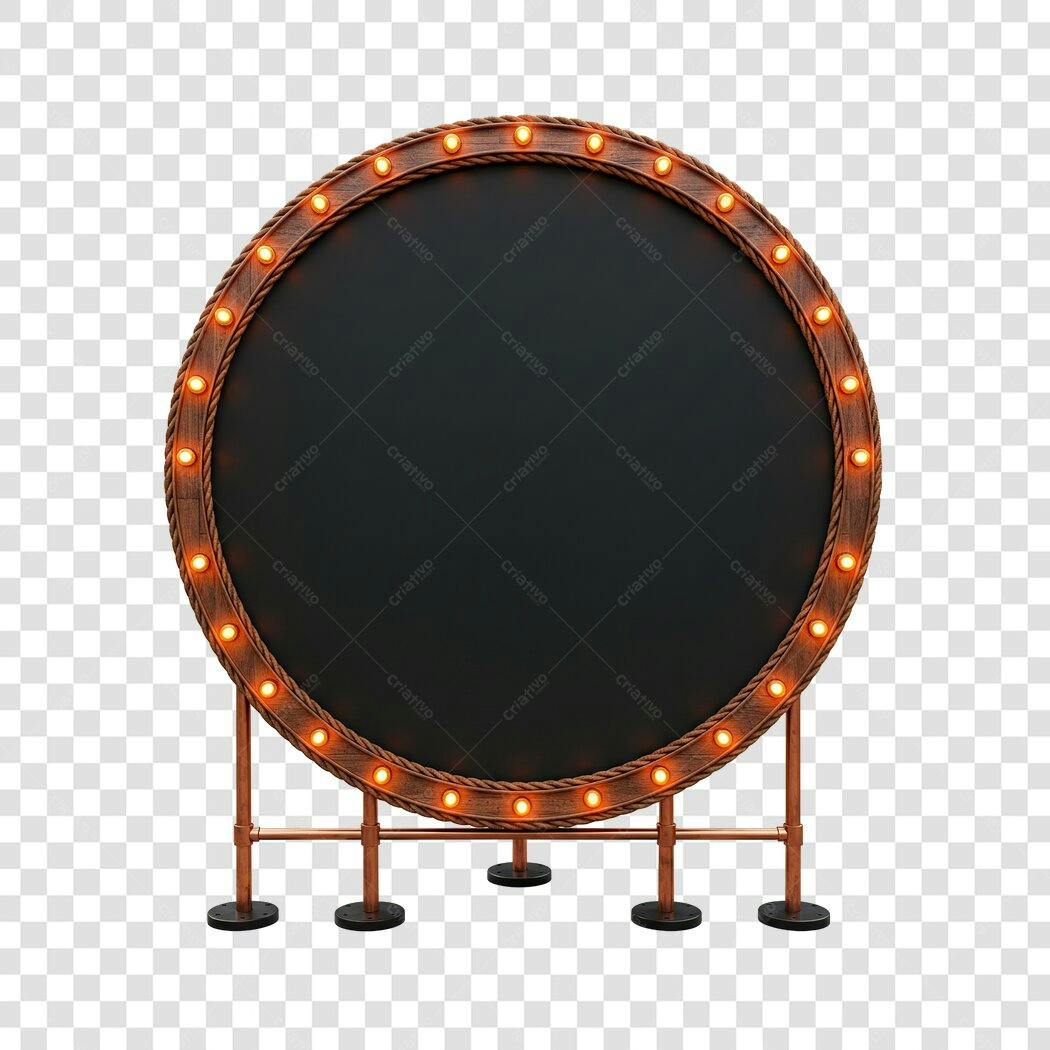 Mockup de quadro circular retrô PNG com fundo transparente