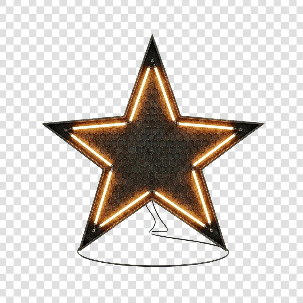 Banner Estrela Neon PNG com fundo transparente