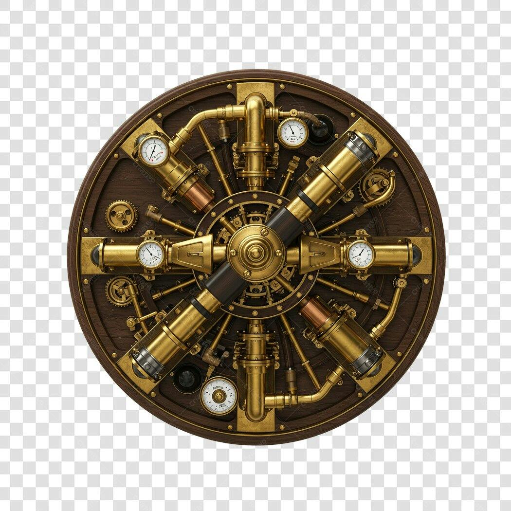 Logo PNG com fundo transparente Motor Steampunk