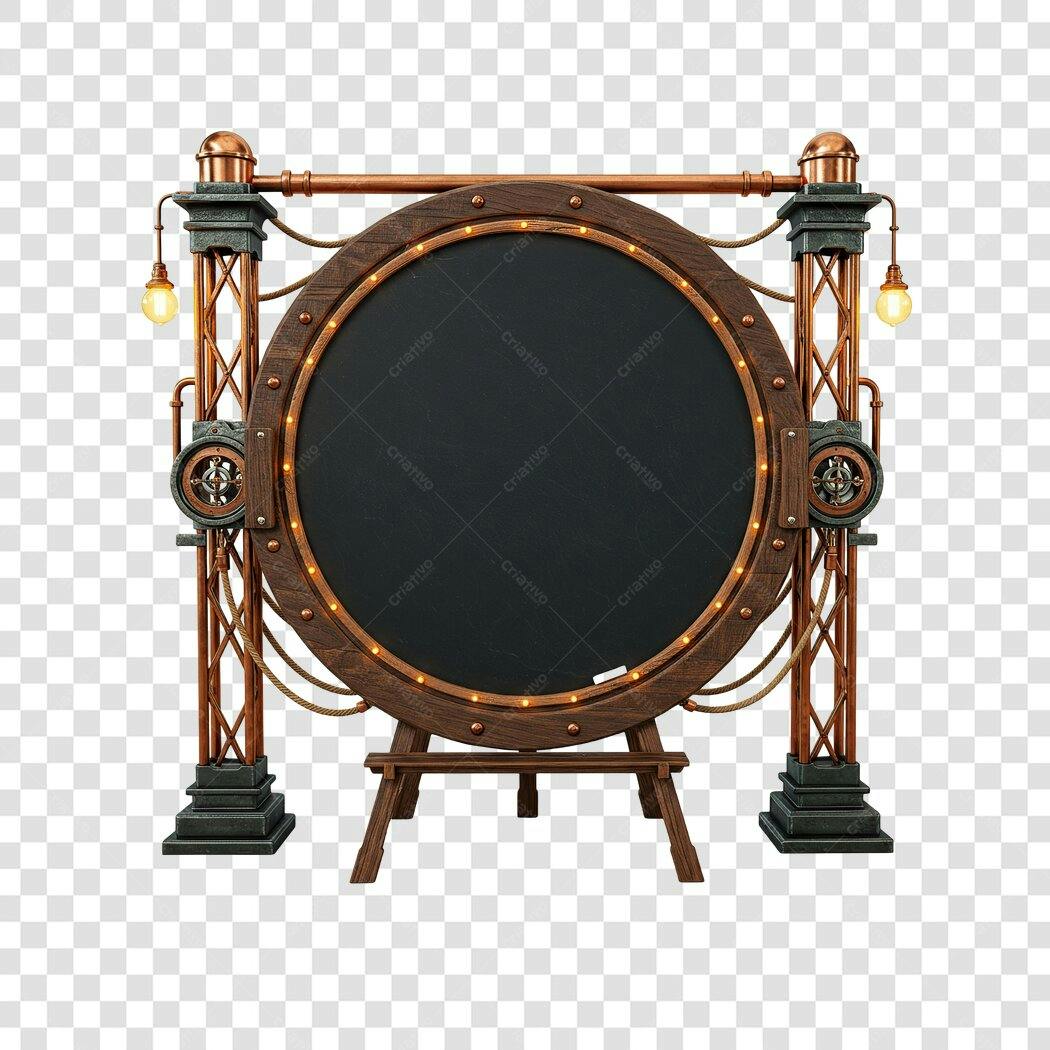 Mockup quadro estilo steampunk PNG com fundo transparente