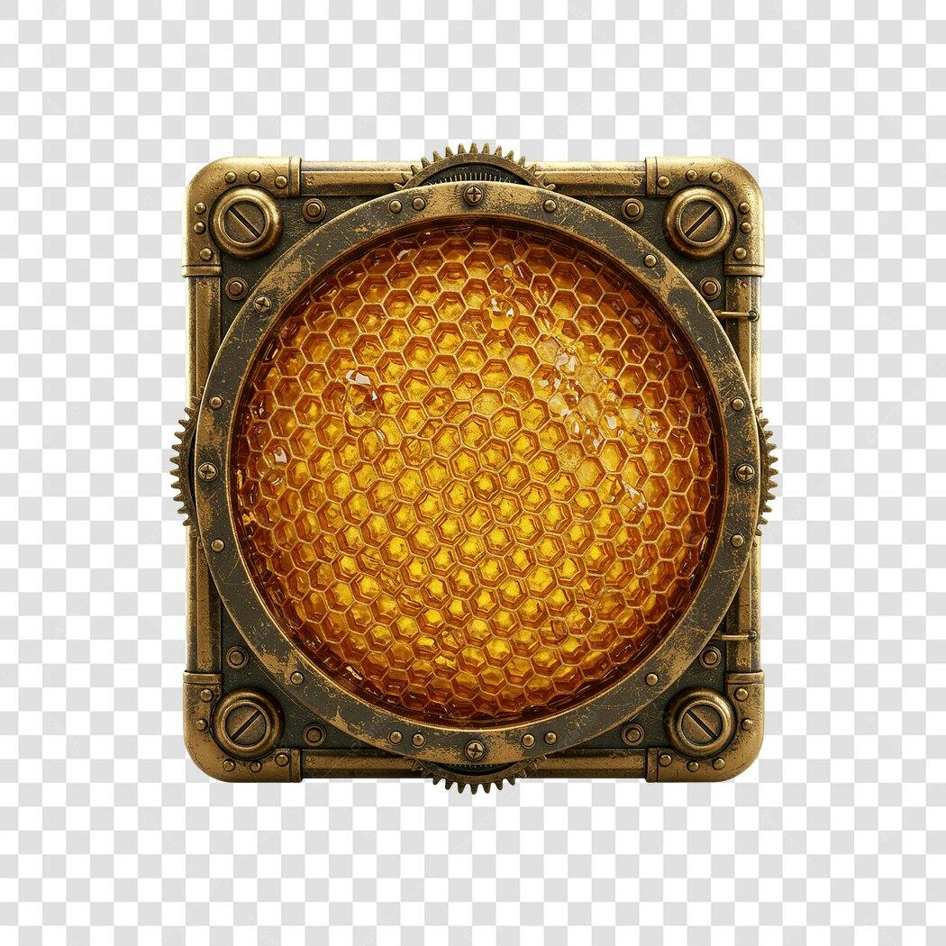 Logo PNG com fundo transparente estilo steampunk mel