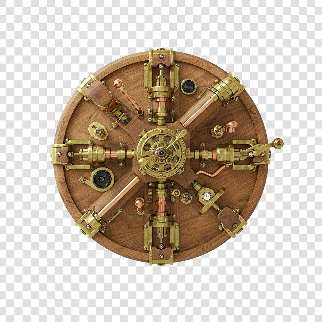 Logo PNG com fundo transparente estilo steampunk