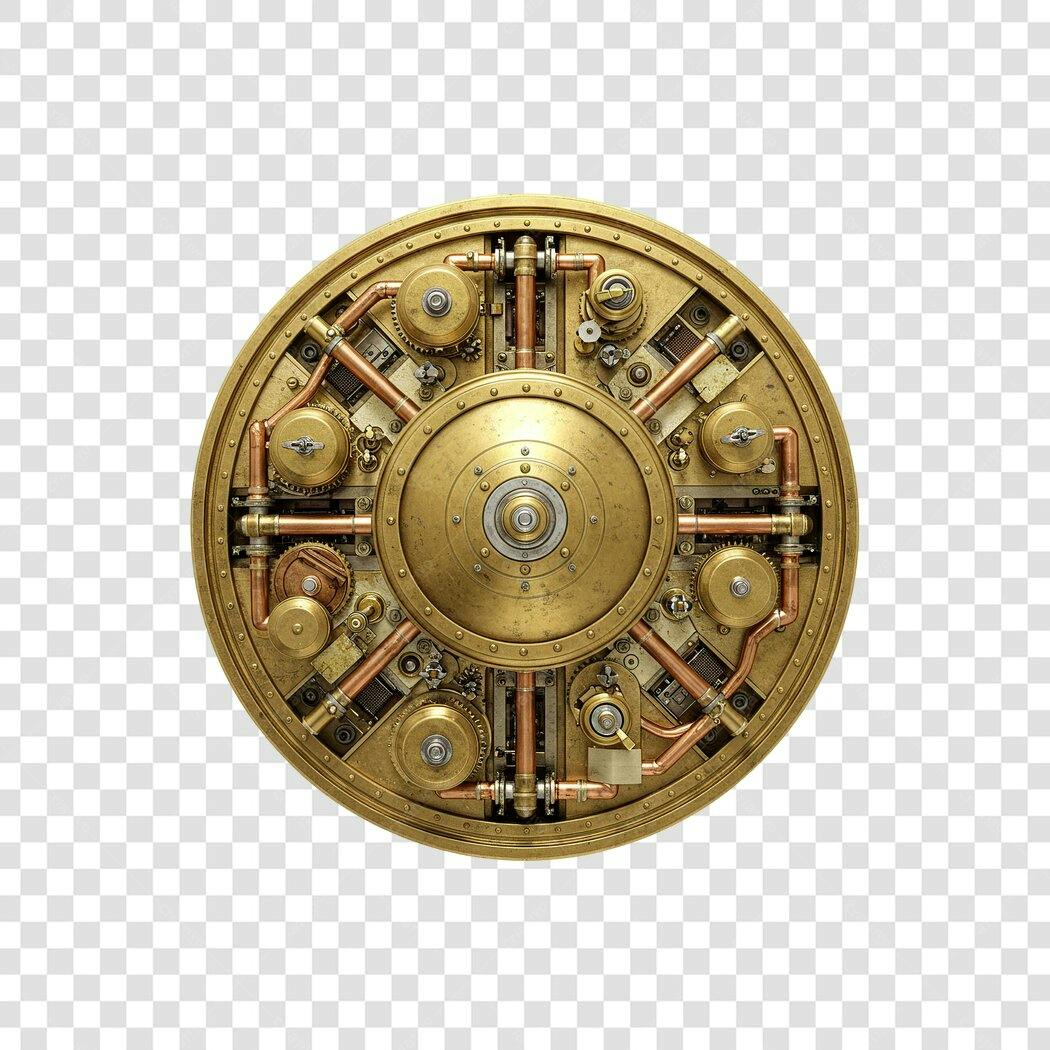 Logo PNG com fundo transparente Mecanismo Steampunk Dourado