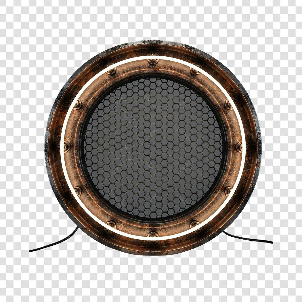 Mockup Moldura Circular estilo Steampunk PNG com fundo transparente