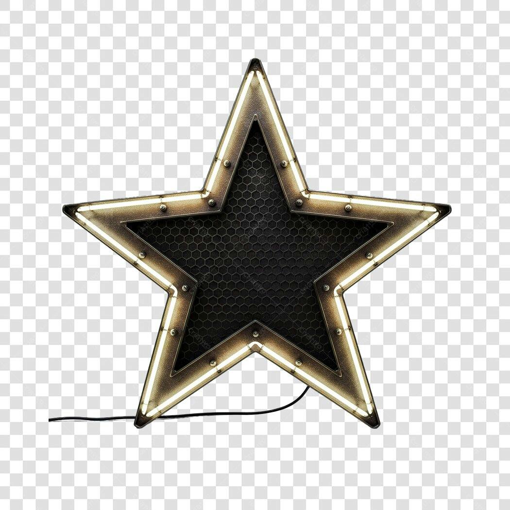 Banner Estrela Neon PNG com fundo transparente