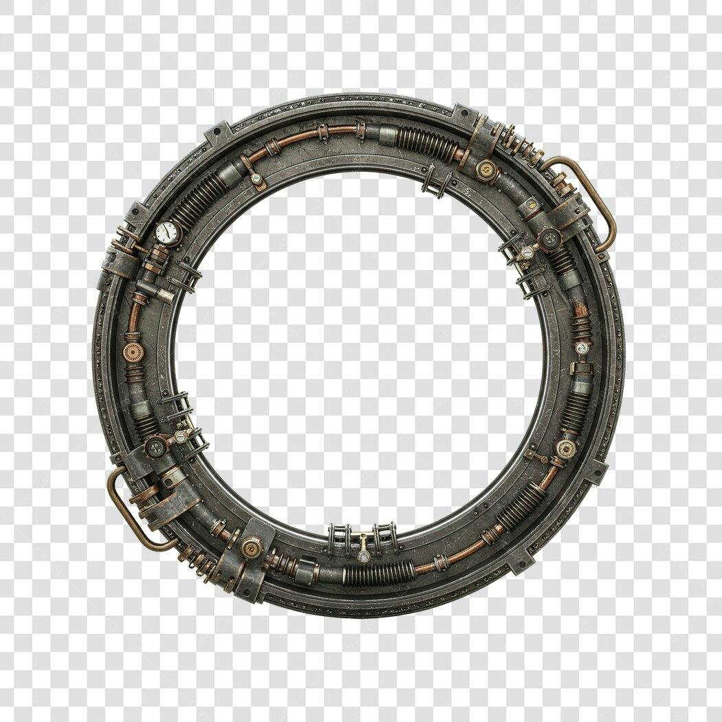 Moldura PNG com fundo transparente estilo steampunk