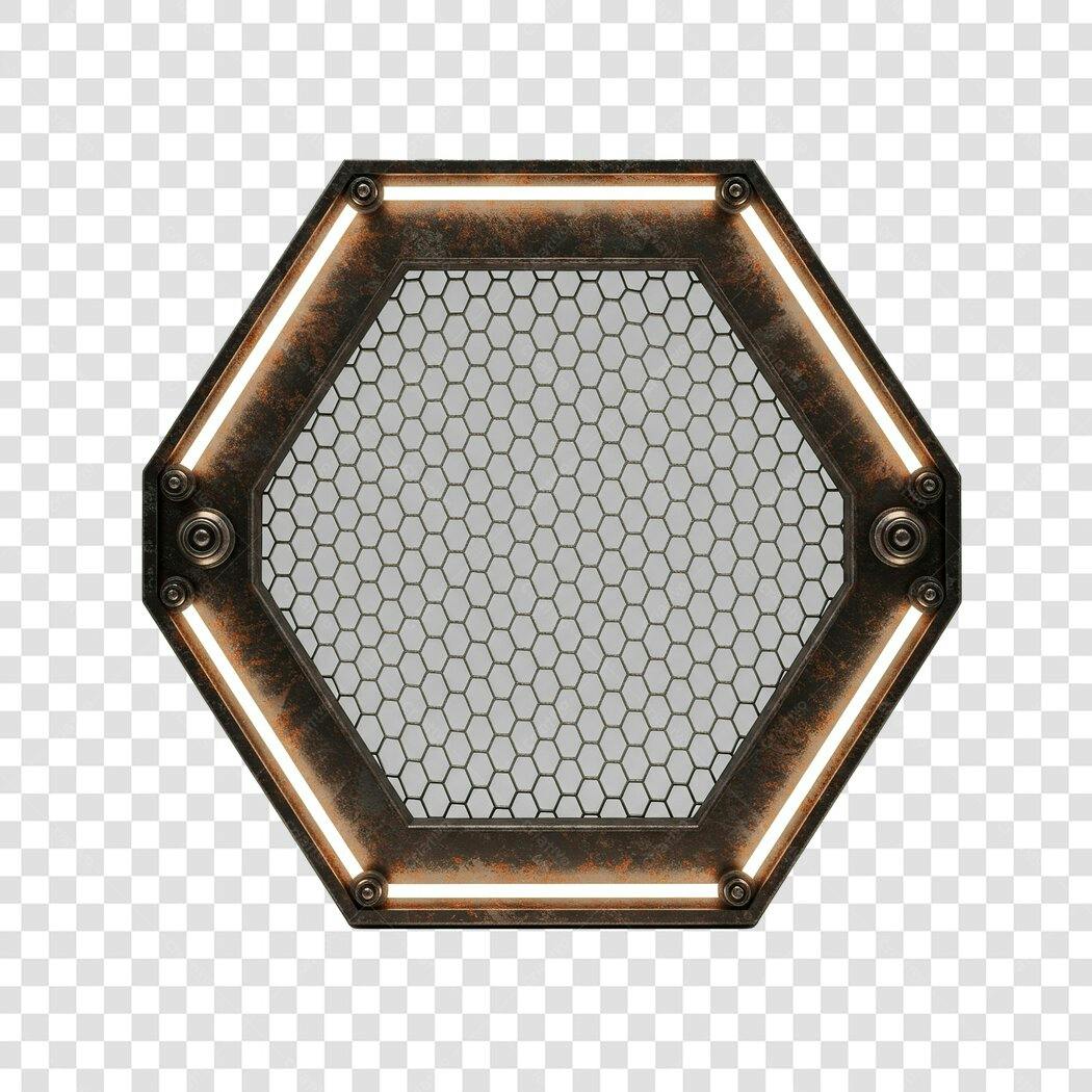 Moldura Octagonal Metálica PNG com fundo transparente