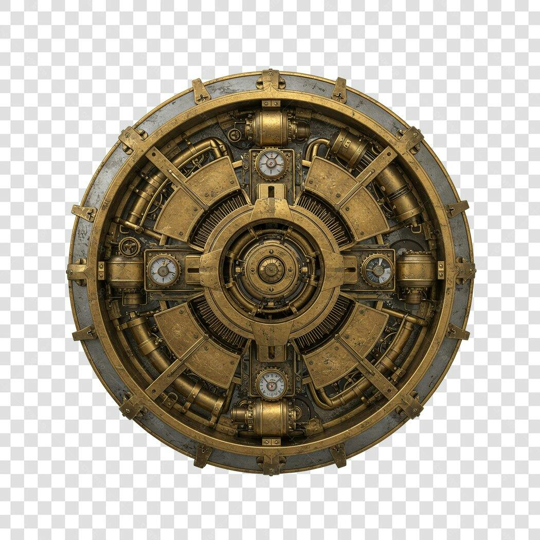 Logo PNG com fundo transparente Mecanismo Steampunk Dourado