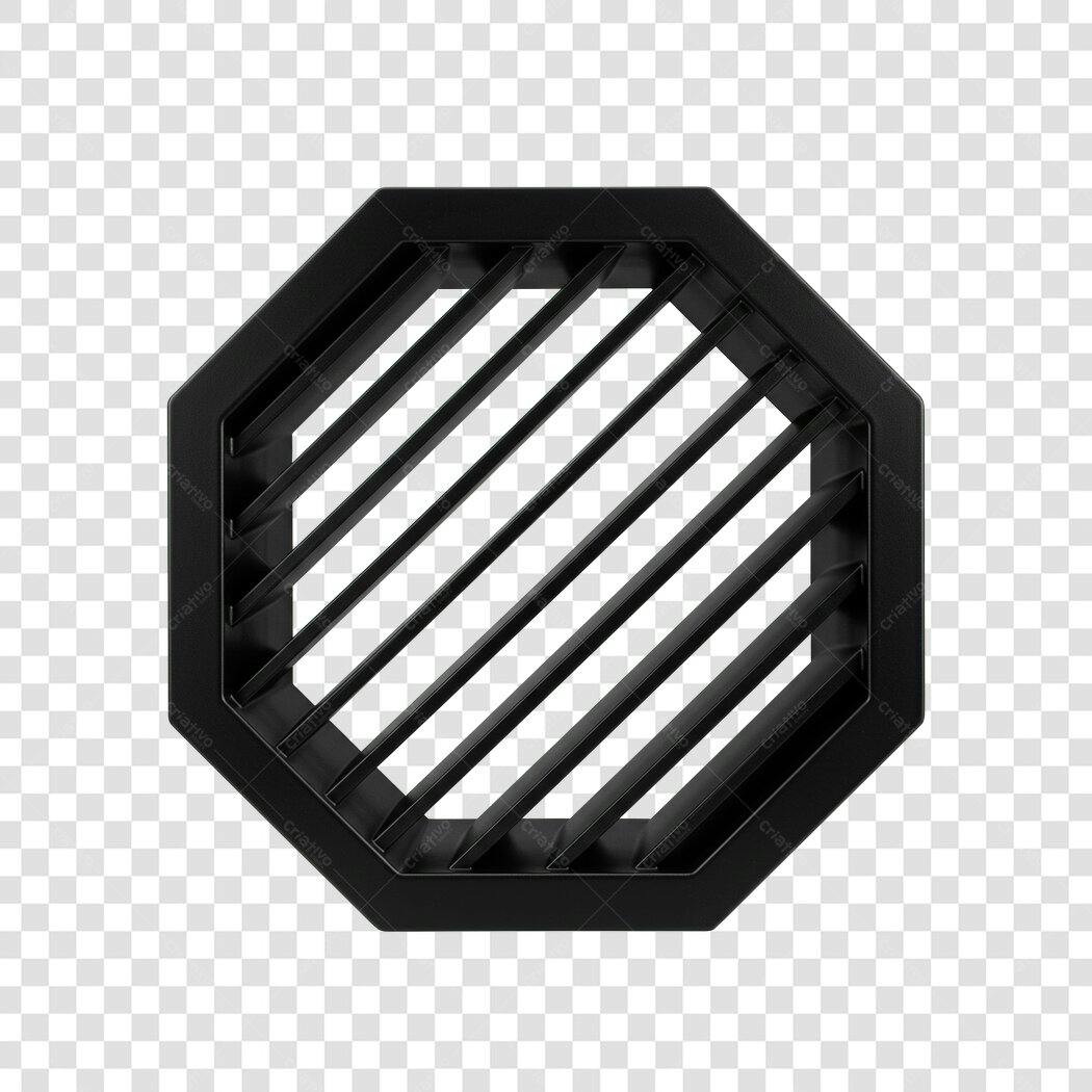 Logo PNG com fundo transparente Octagono Preto Minimalista