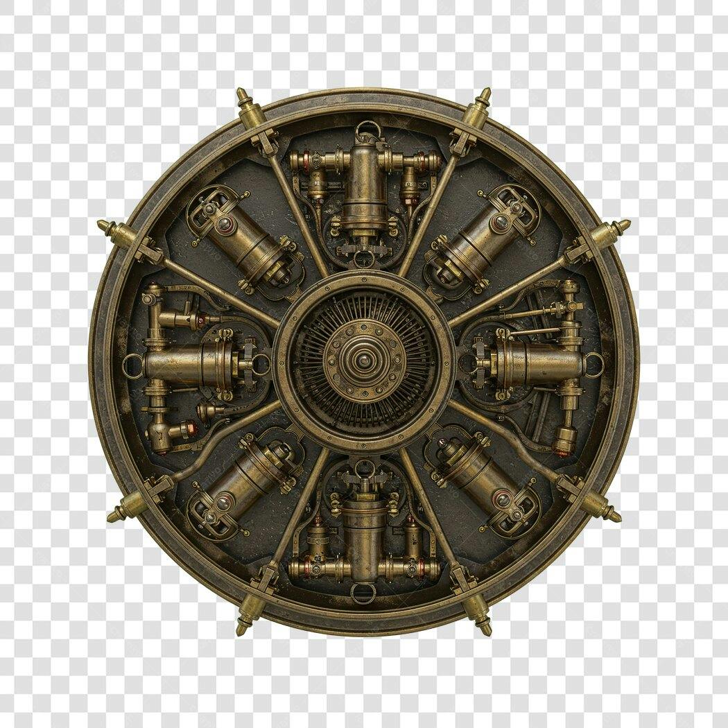 Logo PNG com fundo transparente Motor Steampunk