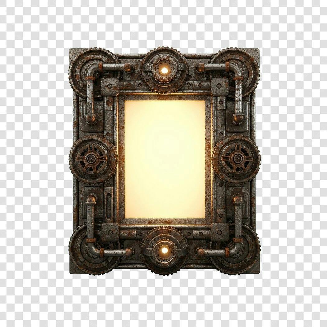 Moldura PNG com fundo transparente estilo steampunk