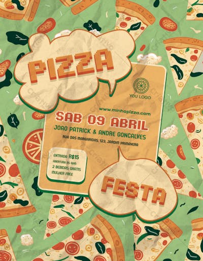 Flyer Festa da Pizza Party cartaz de pizzaria