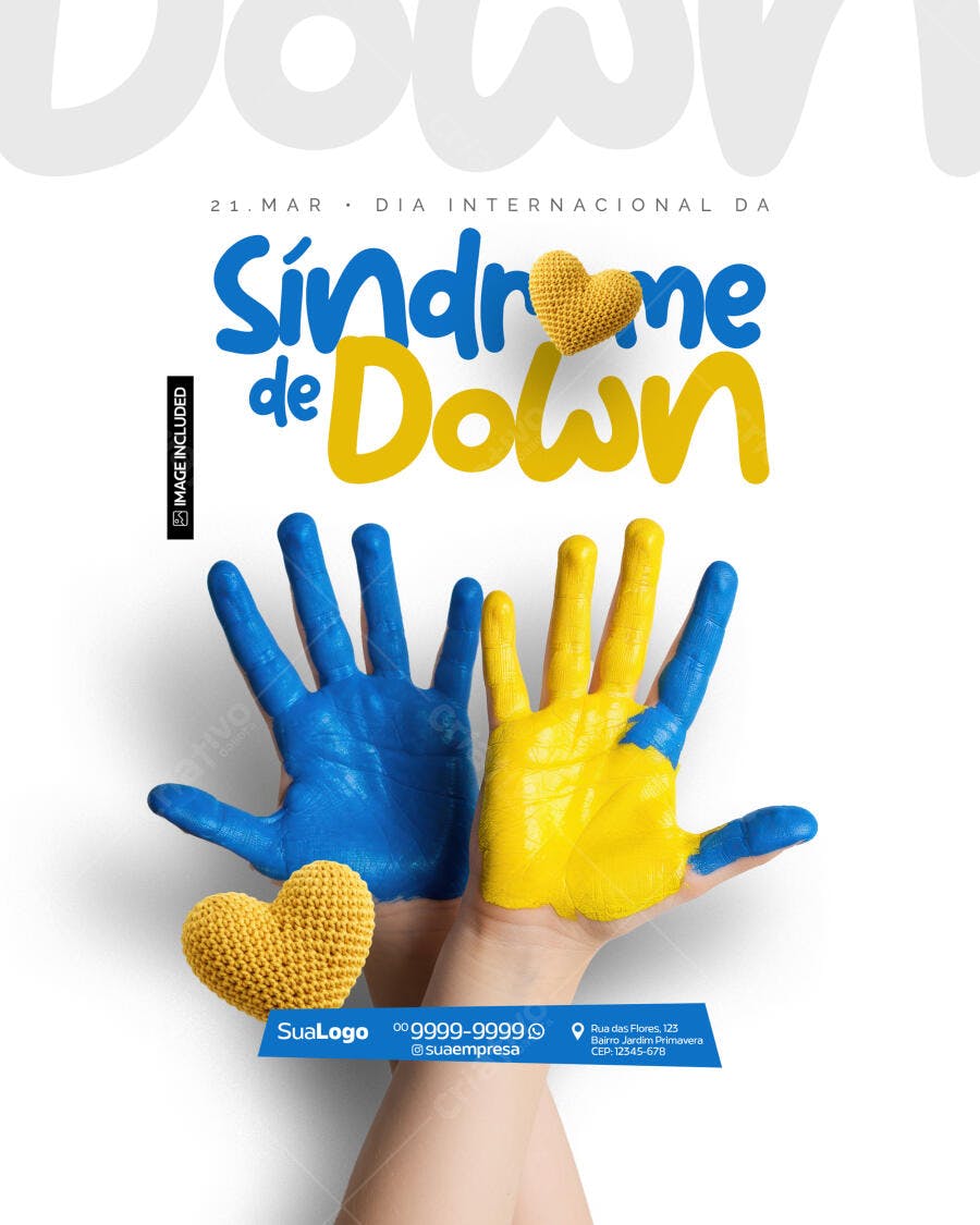 Flyer Dia Internacional da Síndrome de Down PSD Editável