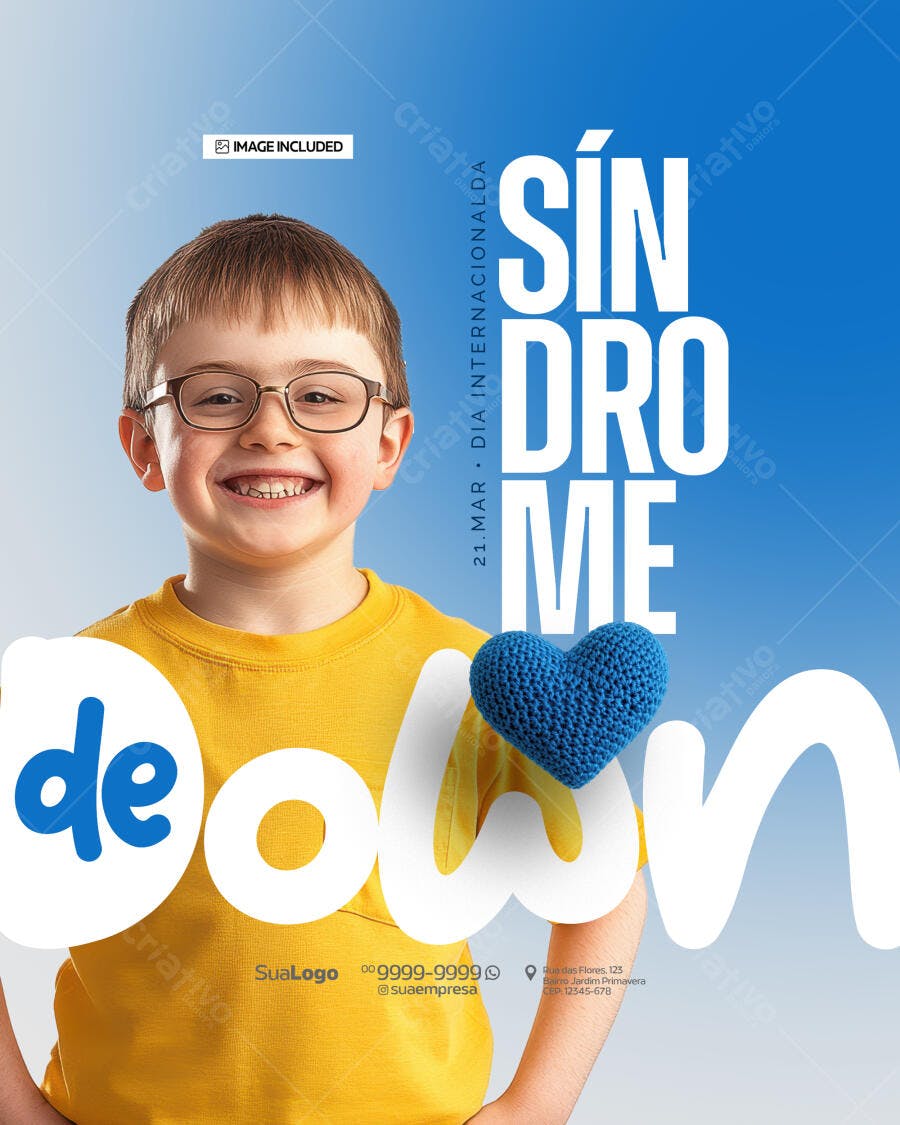 Flyer Dia Internacional da Síndrome de Down PSD Editável