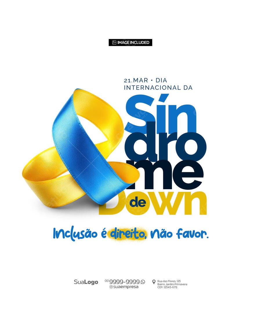 Flyer Dia Internacional da Síndrome de Down PSD Editável