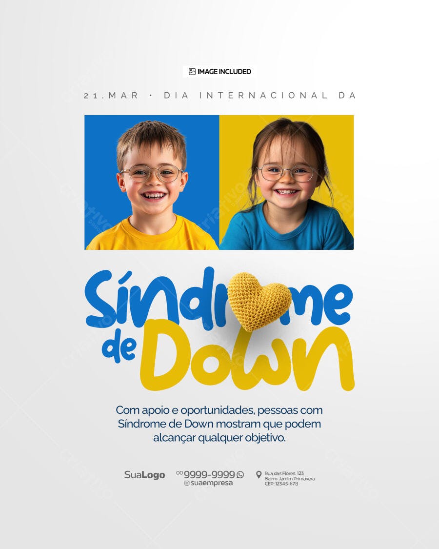 Flyer Dia Internacional da Síndrome de Down PSD Editável