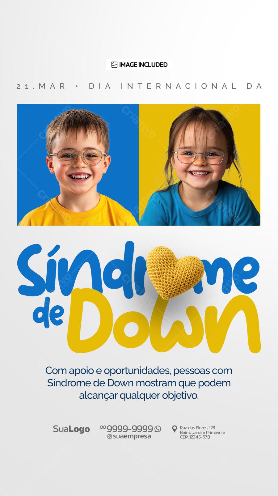 Flyer Dia Internacional da Síndrome de Down PSD Editável
