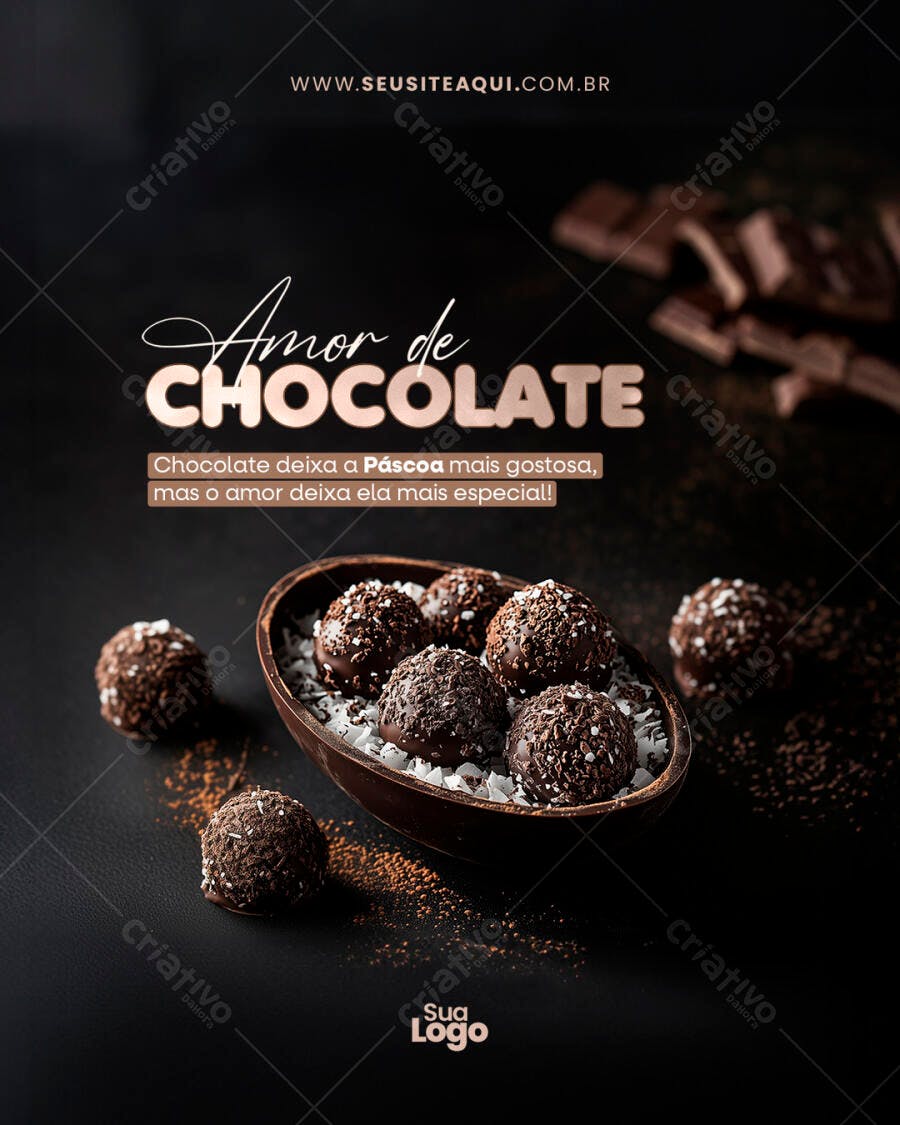 Post Páscoa: Modelo de Cardápio de Chocolate PSD Editável