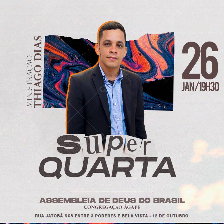 Flyer Igreja Super Quarta PSD Editável