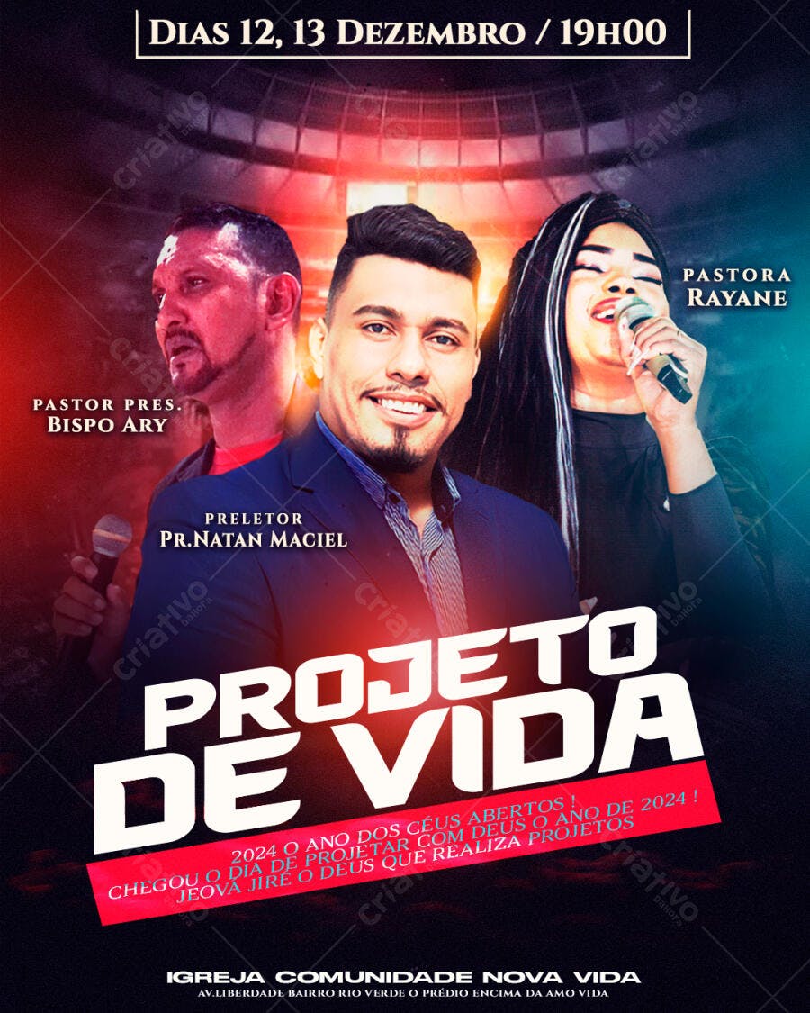 Flyer Projeto de Vida 12 e 13 de Dezembro PSD Editável