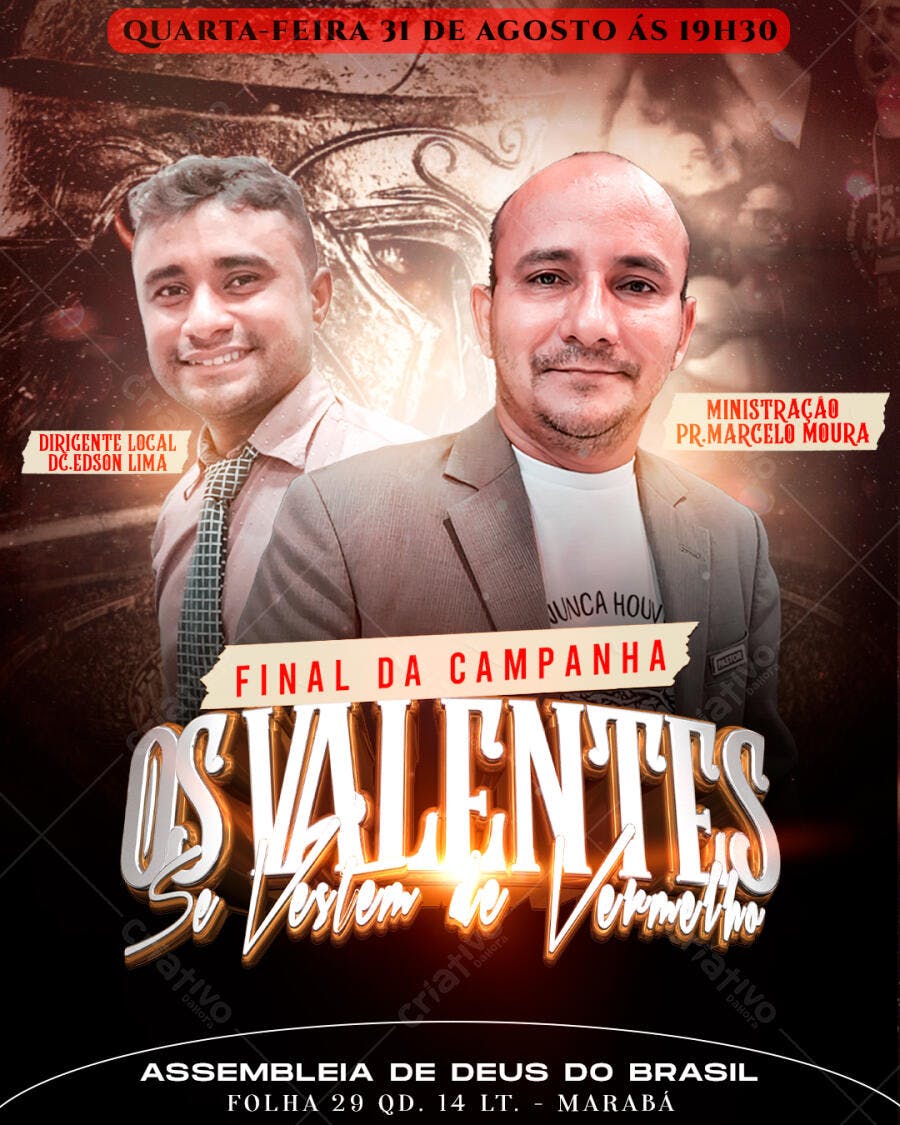Flyer Evento Religioso 31 de Agosto PSD Editável