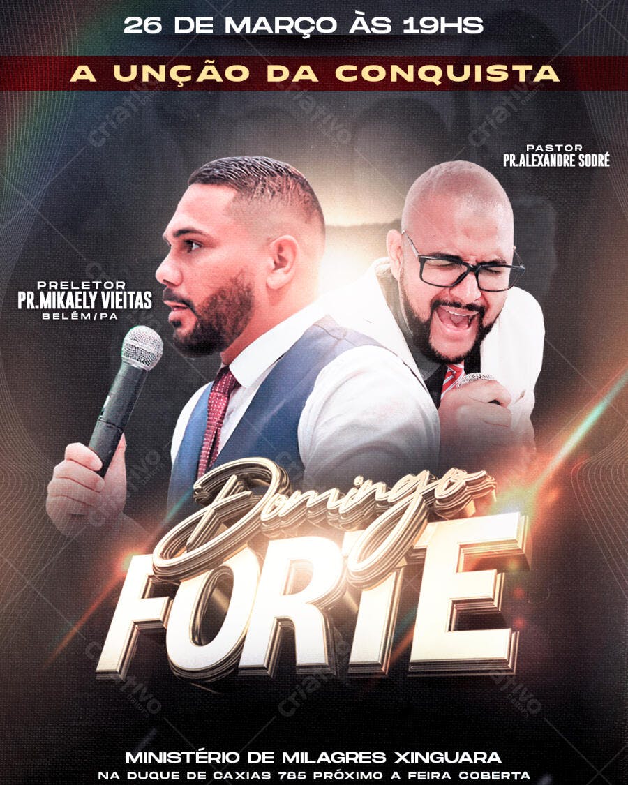 Flyer para Evento Religioso Domingo Forte PSD Editável