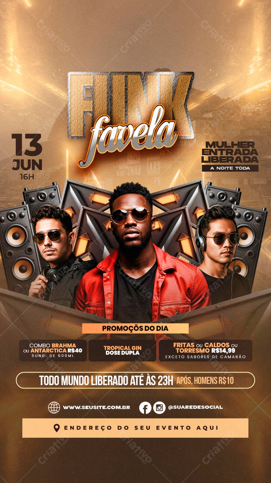 Flyer Festa Funk 13 de Junho PSD Editável
