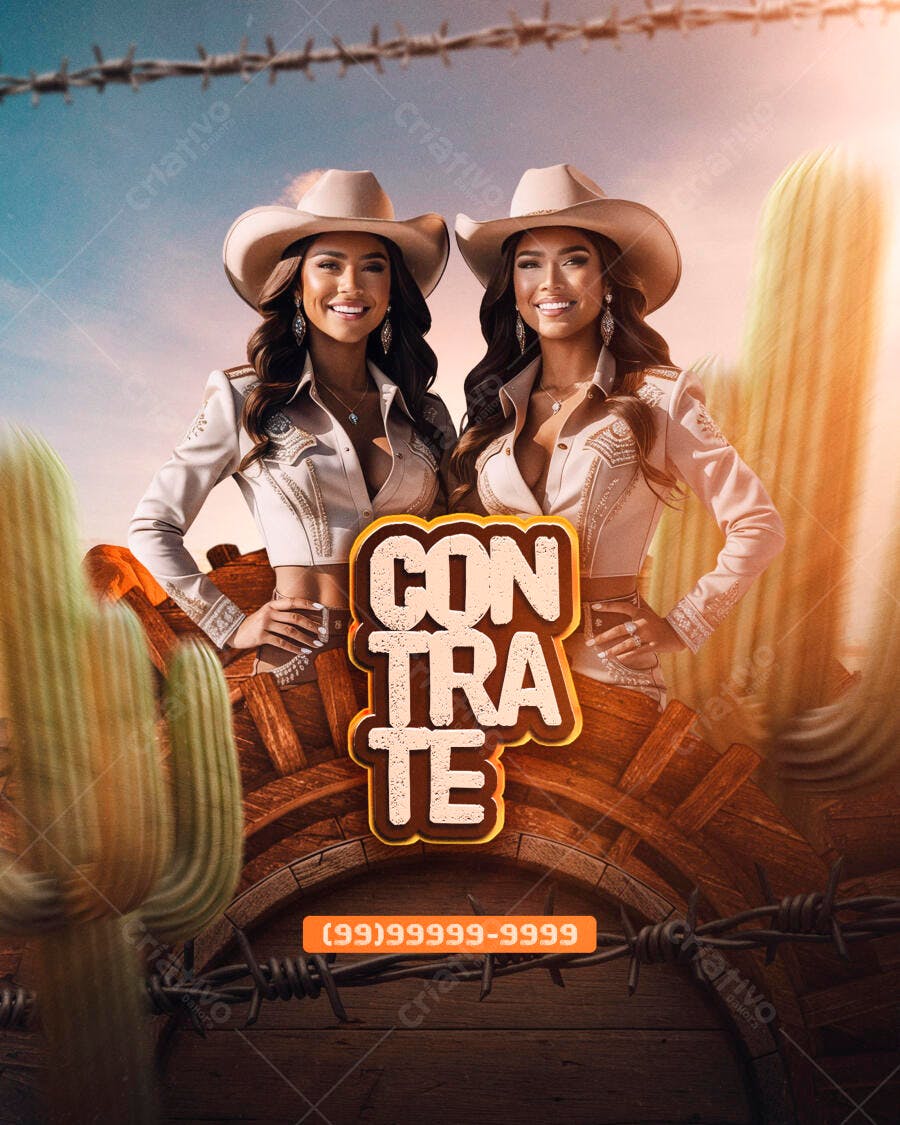 Flyer para Contratação de Cantora Sertaneja PSD Editável