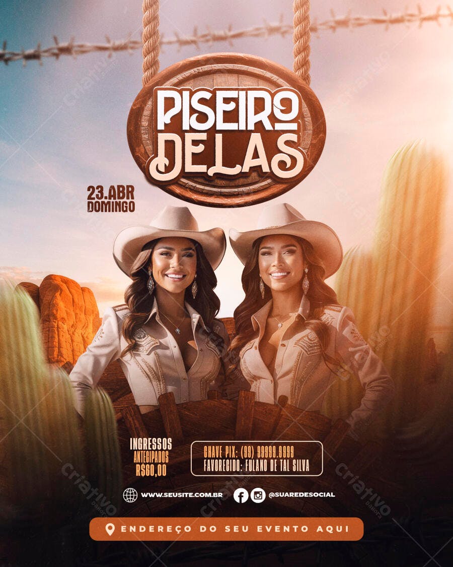 Flyer Piseiro Delas 23 de Abril PSD Editável