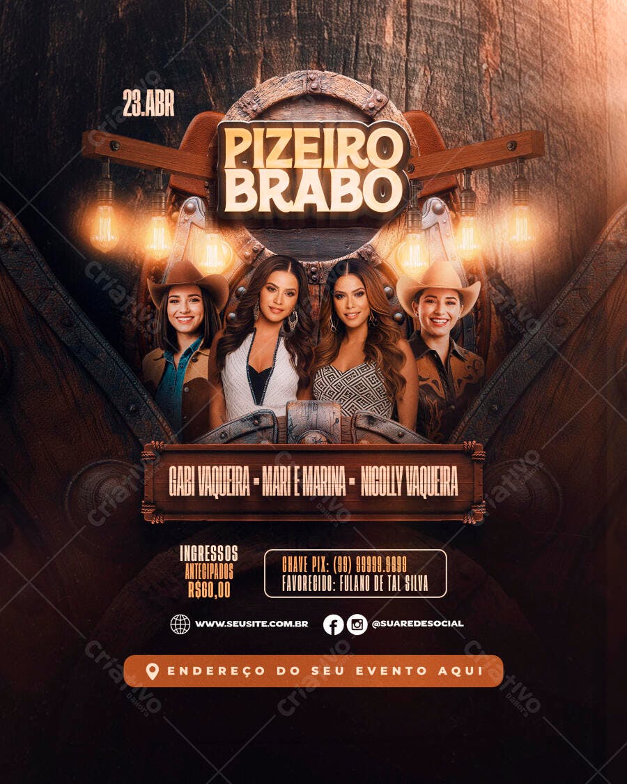 Flyer Pizeiro Brabo 23 de Abril PSD Editável
