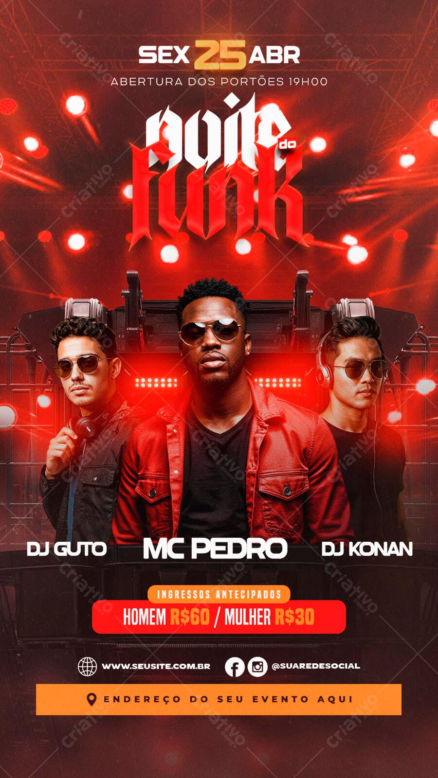 Flyer Festa Funk 25 de Abril PSD Editável