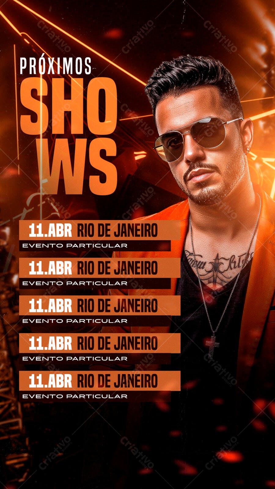 Flyer para Show em 11 de Abril no Rio de Janeiro PSD Editável