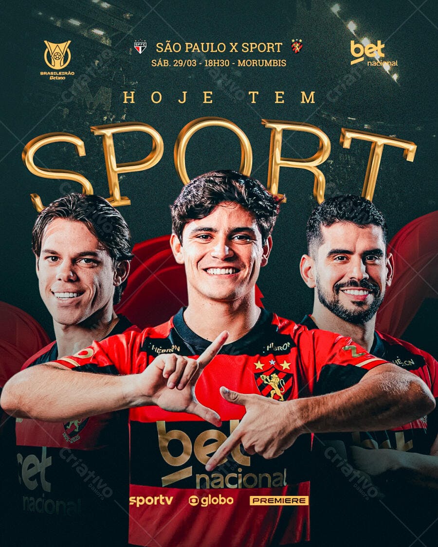 Flyer Jogo de Futebol SPFC x Sport PSD Editável