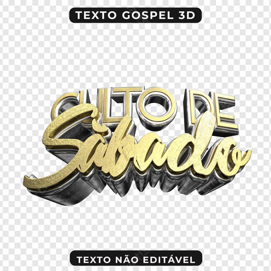 Selo 3D religioso dourado e prata metalizado