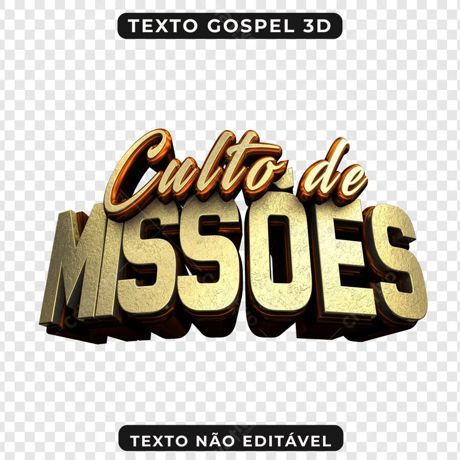 Texto 3D para Culto de Missões PSD Editável