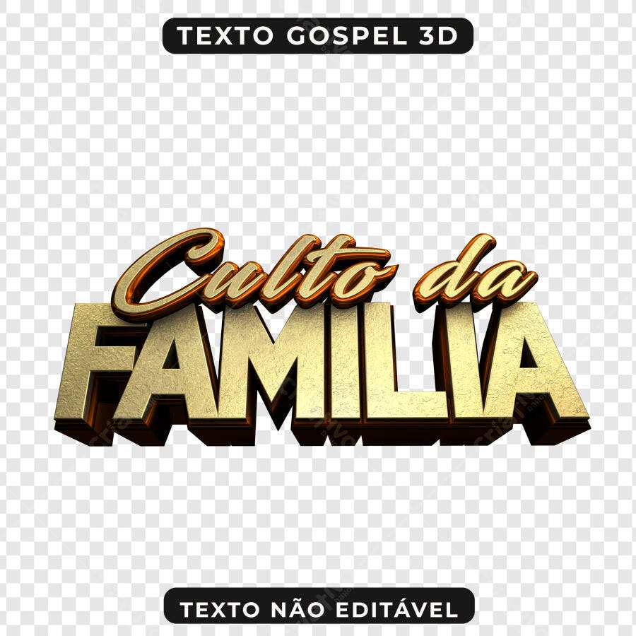 Selo 3D religioso dourado e bronze culto familiar