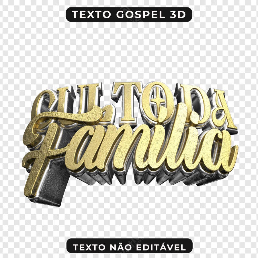 Selo 3D religioso dourado e prata