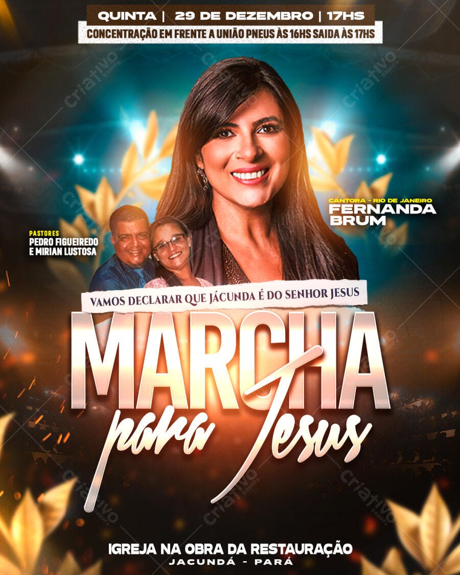Flyer Marcha para Jesus 29 de Dezembro PSD Editável