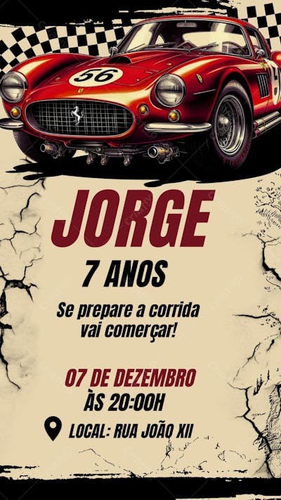 convite de aniversario infantil e jovem carros clássicos