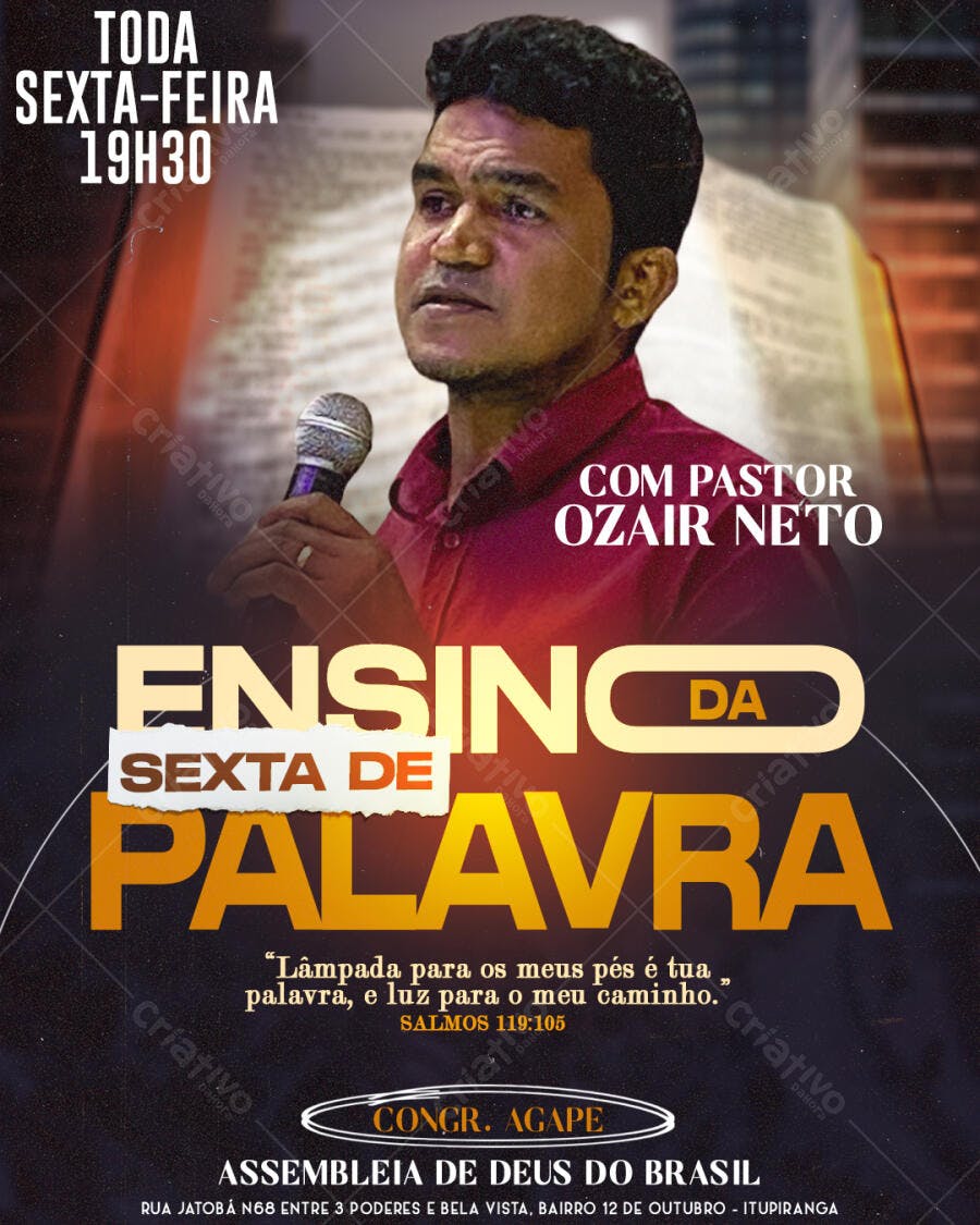 Flyer Ensaio da Palavra Sexta-Feira PSD Editável