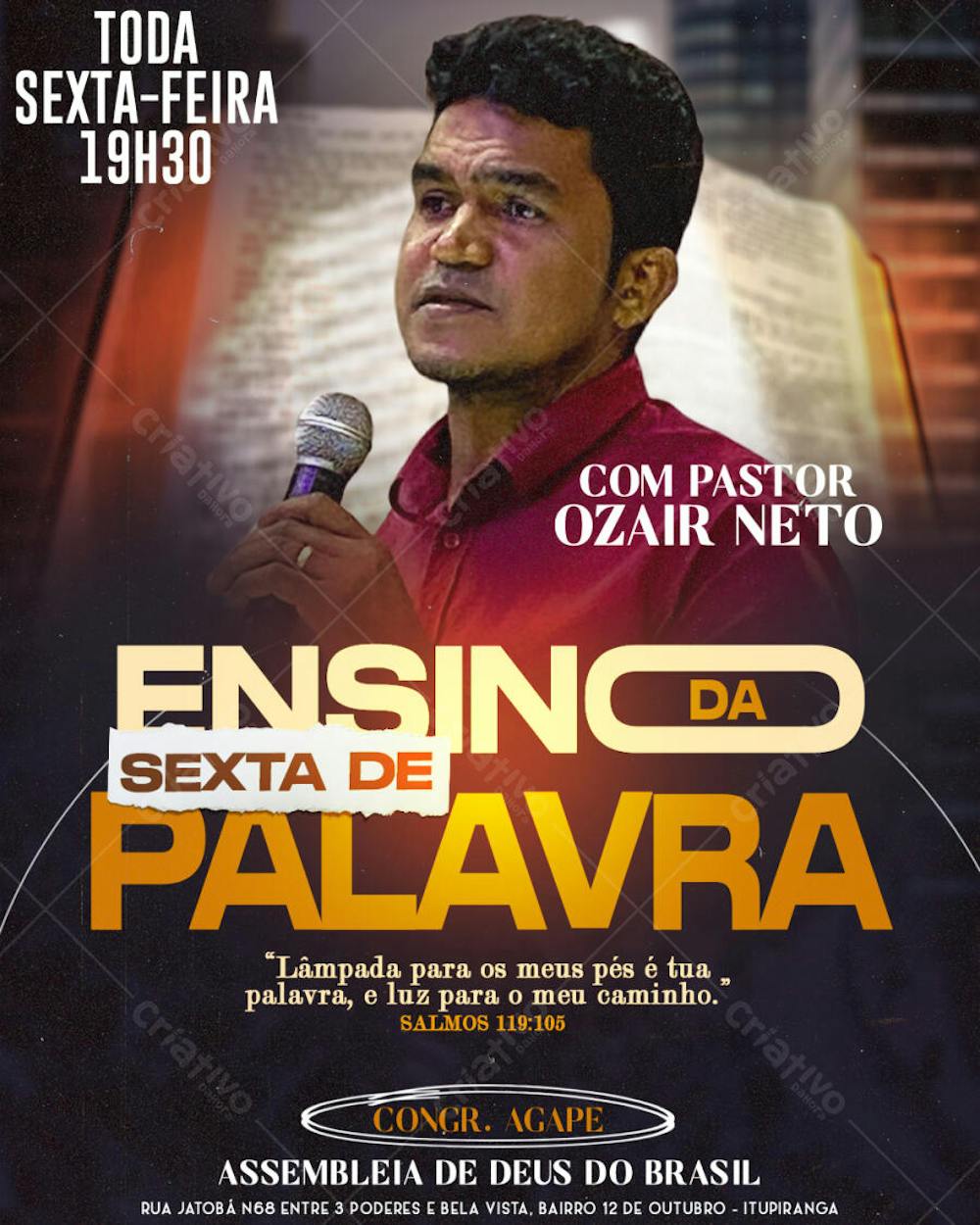 PSD FLYER CULTO DE ENSINO DA PALAVRA