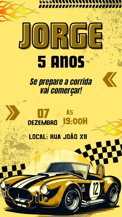 convite de aniversario infantil e jovem carros clássicos