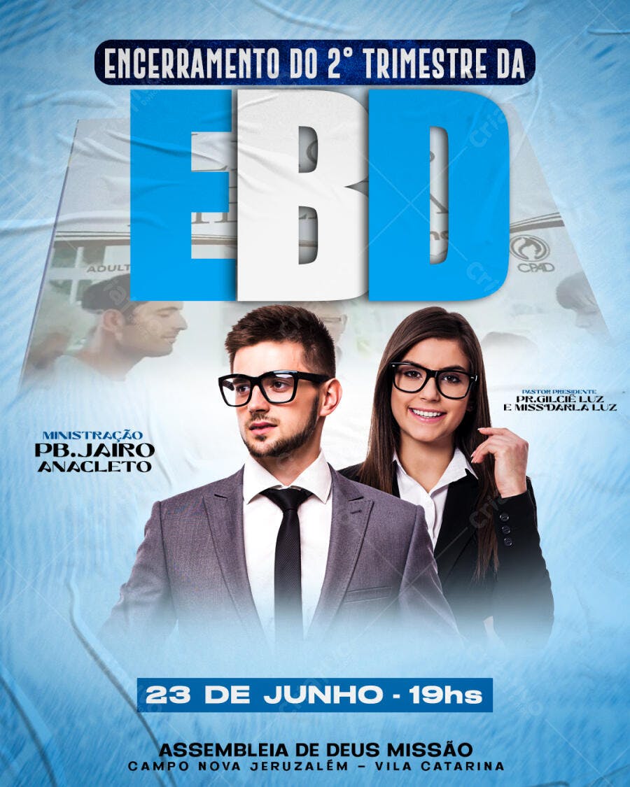 Flyer para Encerramento de Trimestre EBD PSD Editável