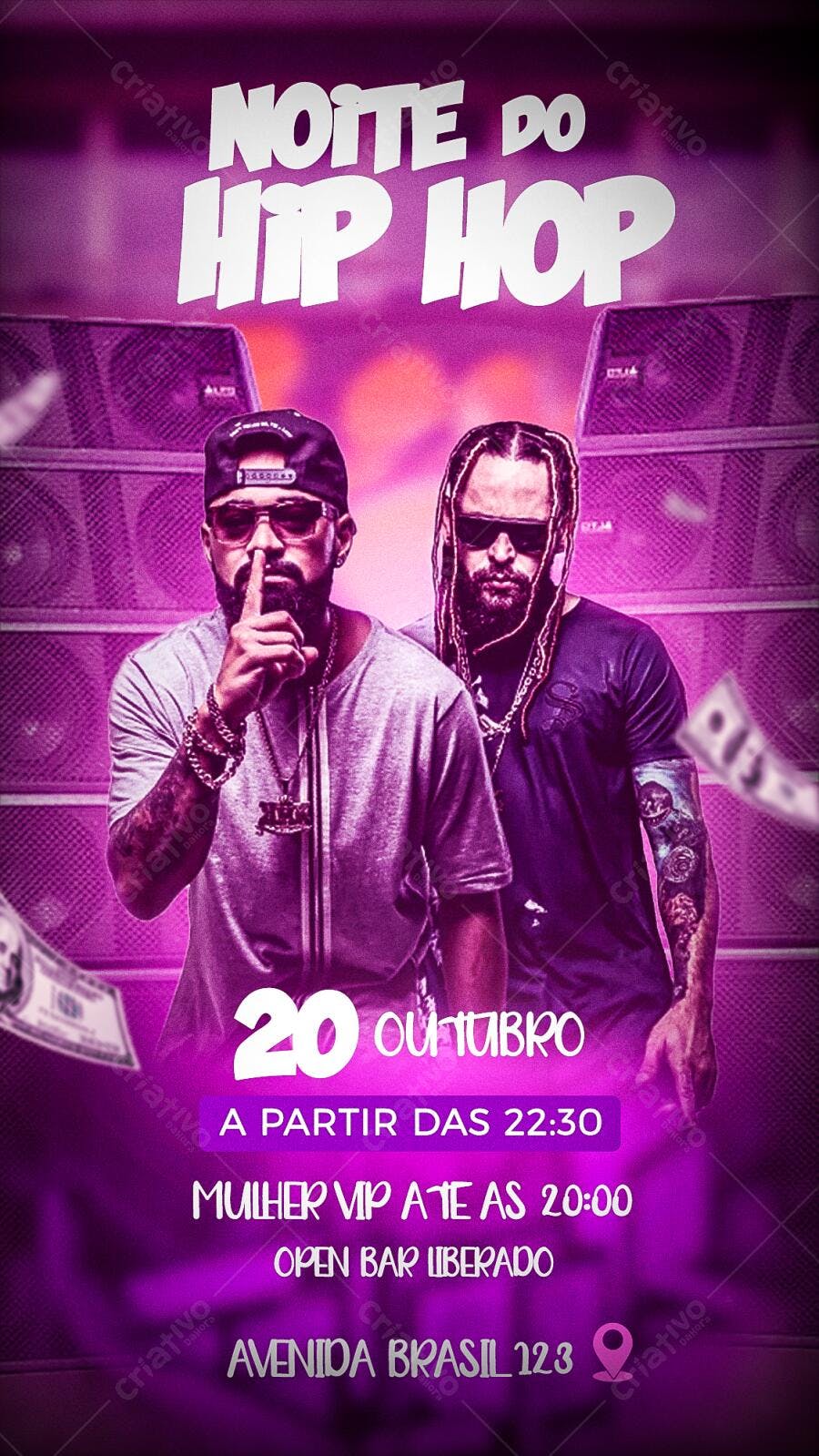 Flyer Noite do Hip Hop 20 Outubro PSD Editável