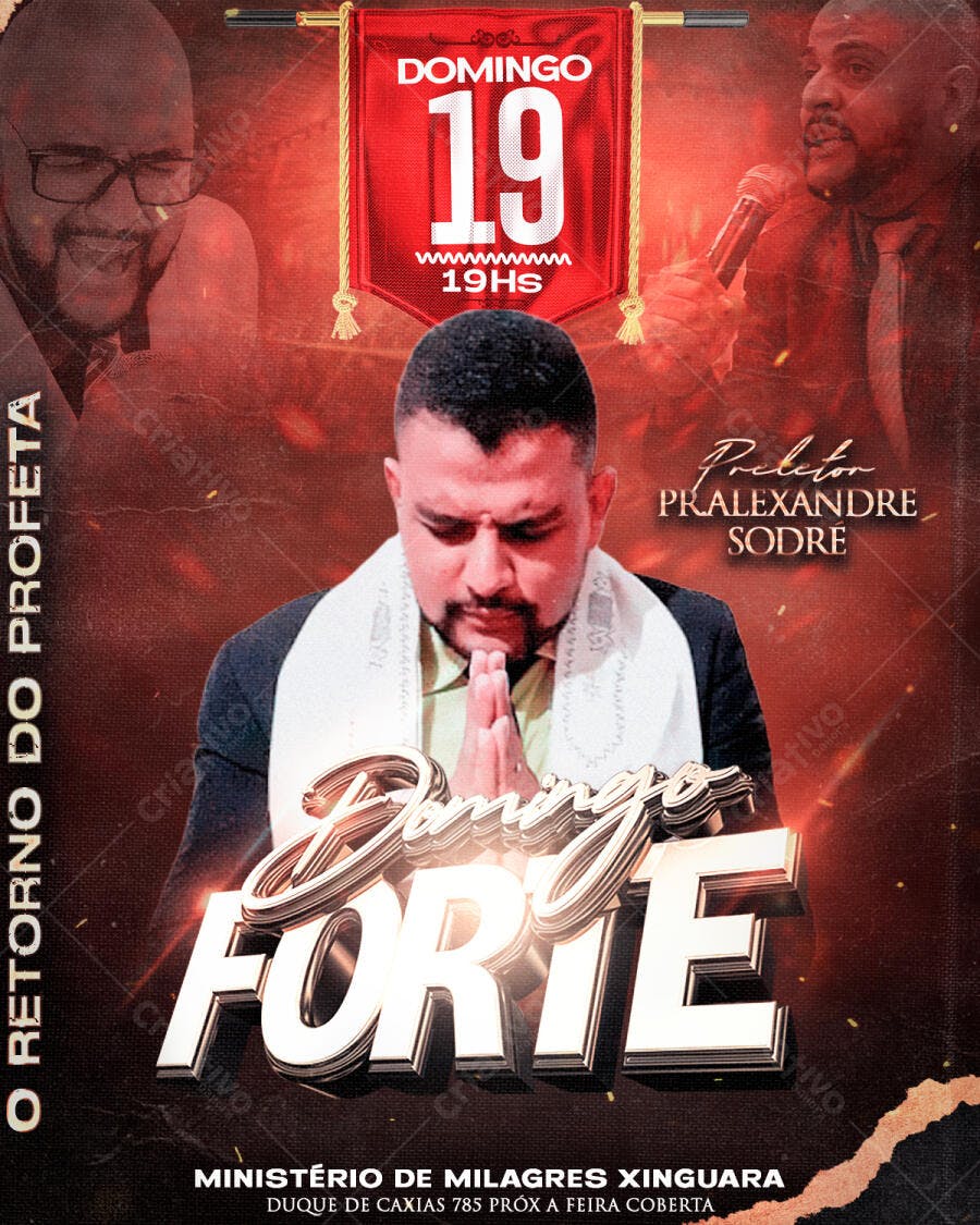 Flyer Evento Igreja Domingo 19 PSD Editável