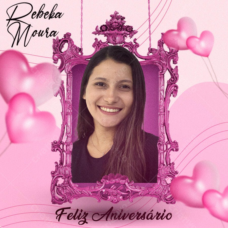 Post para Aniversário com Moldura Rosa PSD Editável