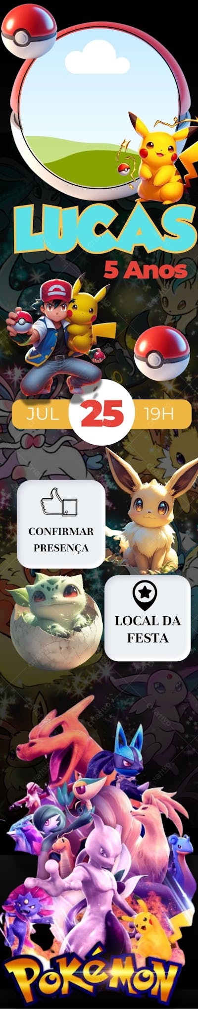 convite infinito infantil pokemon