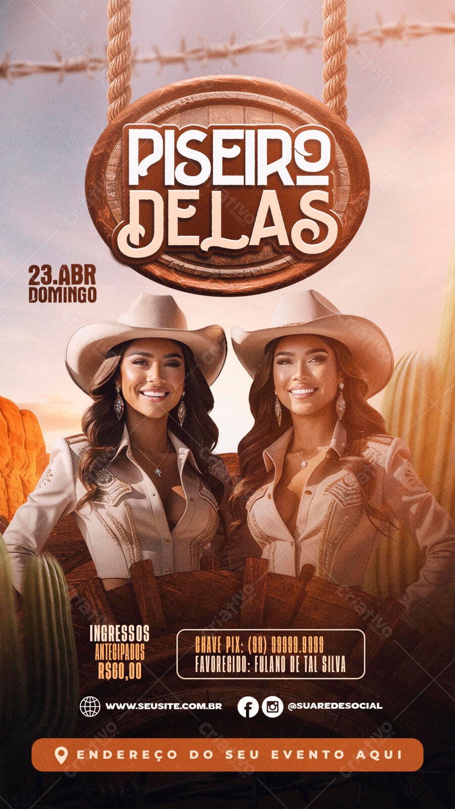 Flyer Piseiro Delas 23 de Abril PSD Editável