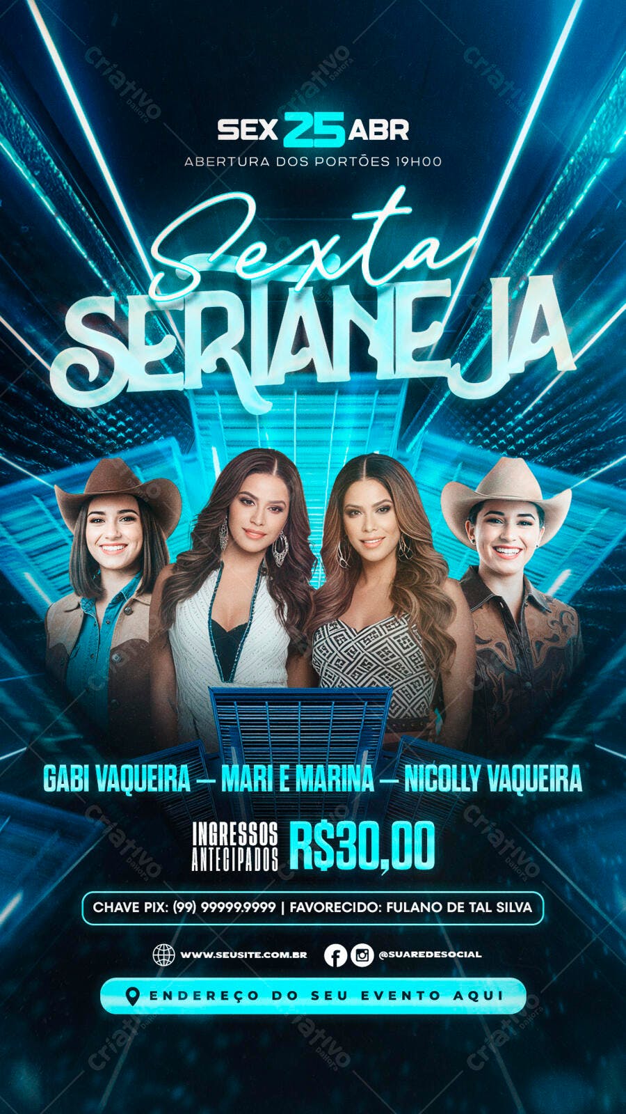Flyer Festa Sertaneja 25 de Abril PSD Editável