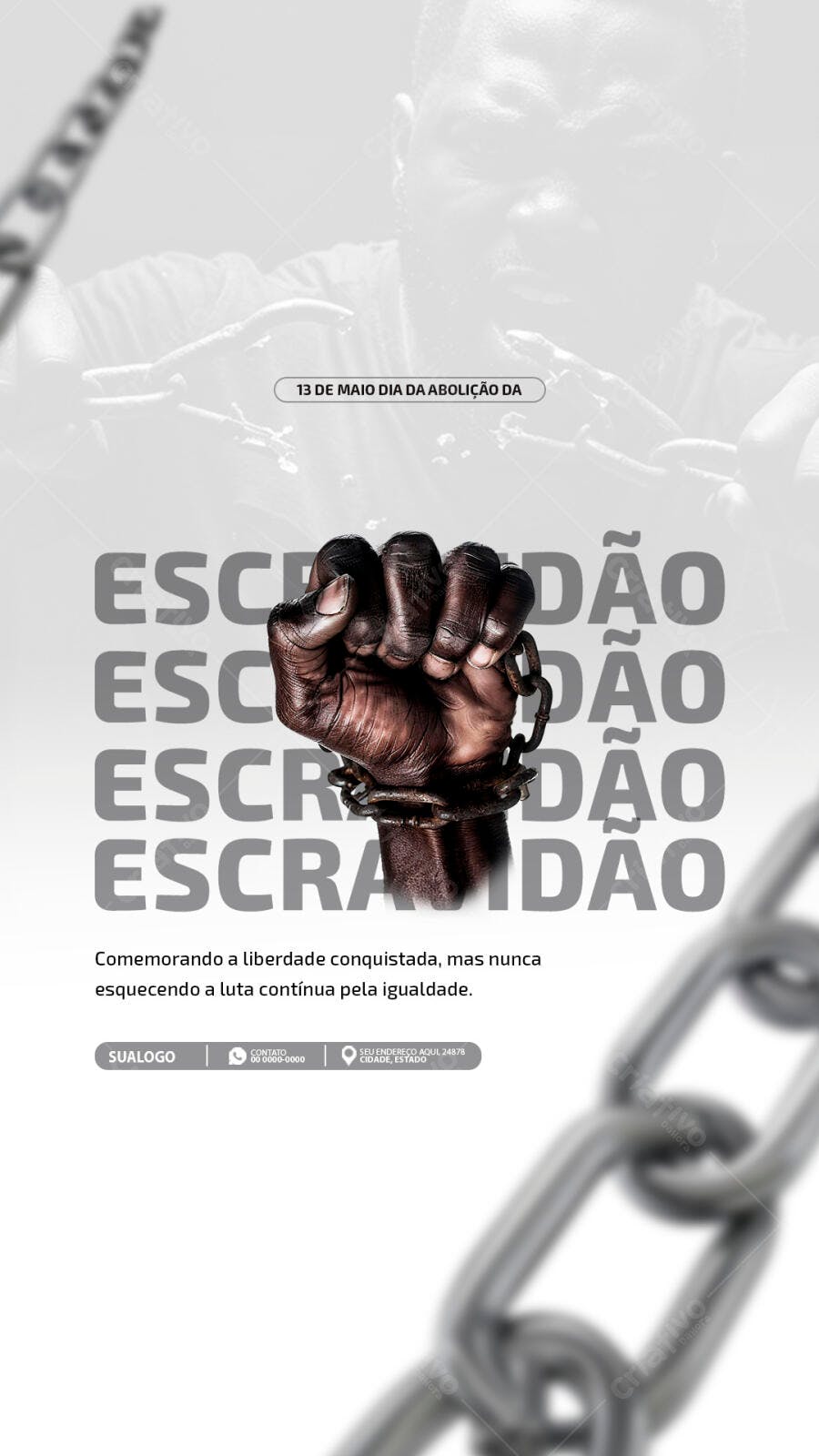 Flyer 13 de Maio Dia da Abolição da Escravidão PSD Editável